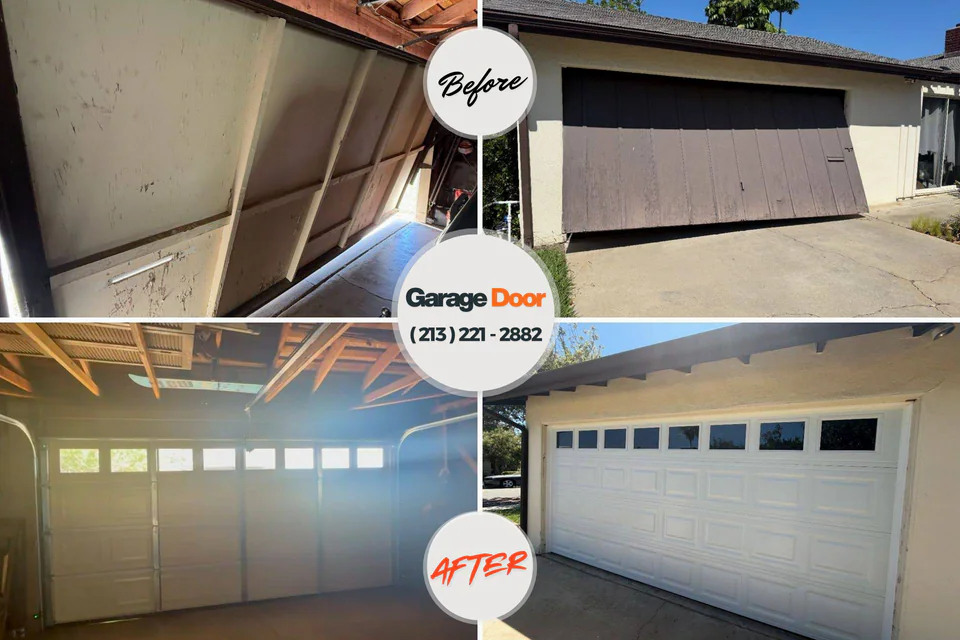 Before and after: Garage Door Service Frankston, TX